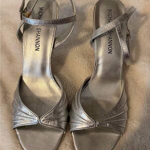 Michael Shannon Shimmering Silver Strappy Heels